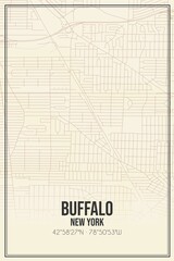 Retro US city map of Buffalo, New York. Vintage street map.