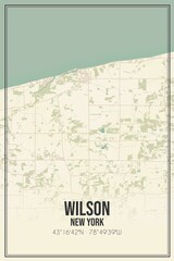 Retro US city map of Wilson, New York. Vintage street map.