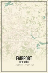Retro US city map of Fairport, New York. Vintage street map.