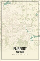 Fototapeta premium Retro US city map of Fairport, New York. Vintage street map.