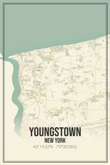 Retro US city map of Youngstown, New York. Vintage street map.