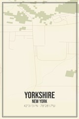 Retro US city map of Yorkshire, New York. Vintage street map.