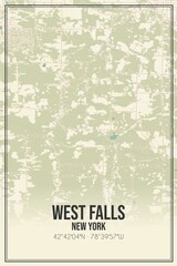 Retro US city map of West Falls, New York. Vintage street map.