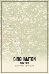 Retro US city map of Binghamton, New York. Vintage street map.