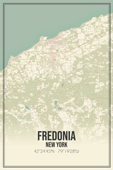Retro US city map of Fredonia, New York. Vintage street map.