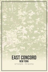 Retro US city map of East Concord, New York. Vintage street map.