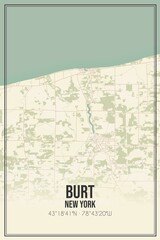 Retro US city map of Burt, New York. Vintage street map.