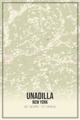Retro US city map of Unadilla, New York. Vintage street map.