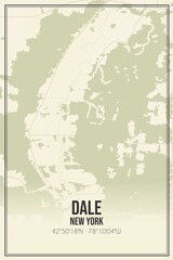 Retro US city map of Dale, New York. Vintage street map.