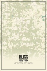 Retro US city map of Bliss, New York. Vintage street map.