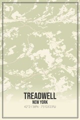 Retro US city map of Treadwell, New York. Vintage street map.