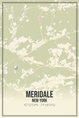 Retro US city map of Meridale, New York. Vintage street map.
