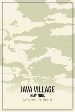 Retro US city map of Java Village, New York. Vintage street map.