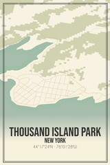 Retro US city map of Thousand Island Park, New York. Vintage street map.