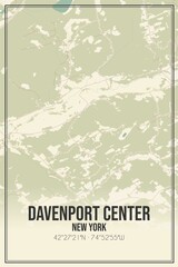 Retro US city map of Davenport Center, New York. Vintage street map.