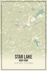 Retro US city map of Star Lake, New York. Vintage street map.