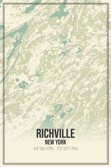 Retro US city map of Richville, New York. Vintage street map.
