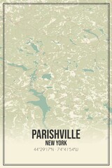Retro US city map of Parishville, New York. Vintage street map.