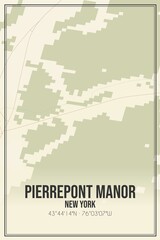 Retro US city map of Pierrepont Manor, New York. Vintage street map.