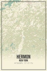 Retro US city map of Hermon, New York. Vintage street map.