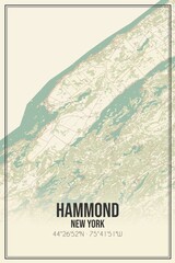 Retro US city map of Hammond, New York. Vintage street map.