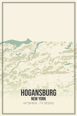 Retro US city map of Hogansburg, New York. Vintage street map.