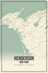 Retro US city map of Henderson, New York. Vintage street map.