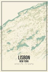 Retro US city map of Lisbon, New York. Vintage street map.