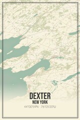Retro US city map of Dexter, New York. Vintage street map.