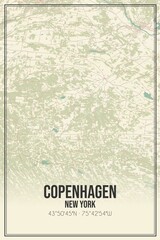 Retro US city map of Copenhagen, New York. Vintage street map.