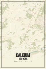 Retro US city map of Calcium, New York. Vintage street map.