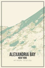 Retro US city map of Alexandria Bay, New York. Vintage street map.