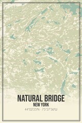 Retro US city map of Natural Bridge, New York. Vintage street map.