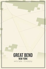 Retro US city map of Great Bend, New York. Vintage street map.