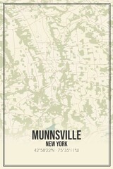 Retro US city map of Munnsville, New York. Vintage street map.