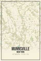 Retro US city map of Munnsville, New York. Vintage street map.