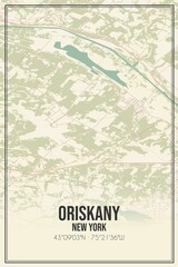 Retro US city map of Oriskany, New York. Vintage street map.
