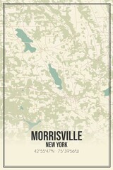 Retro US city map of Morrisville, New York. Vintage street map.