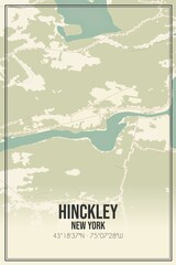 Retro US city map of Hinckley, New York. Vintage street map.