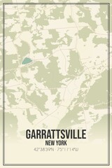 Retro US city map of Garrattsville, New York. Vintage street map.