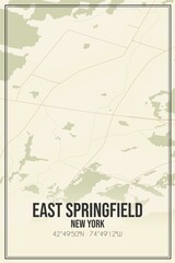 Retro US city map of East Springfield, New York. Vintage street map.