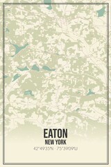 Retro US city map of Eaton, New York. Vintage street map.