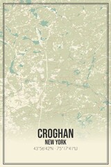 Retro US city map of Croghan, New York. Vintage street map.