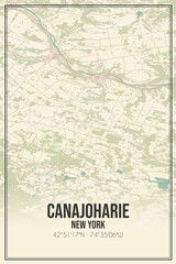 Retro US city map of Canajoharie, New York. Vintage street map.