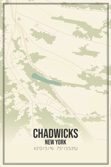 Retro US city map of Chadwicks, New York. Vintage street map.