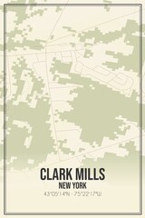 Retro US city map of Clark Mills, New York. Vintage street map.