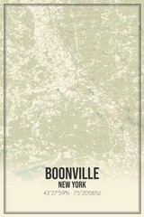 Retro US city map of Boonville, New York. Vintage street map.