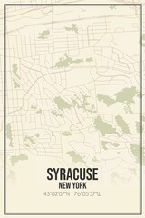 Retro US city map of Syracuse, New York. Vintage street map.