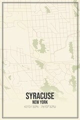Fototapeta na wymiar Retro US city map of Syracuse, New York. Vintage street map.