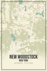 Retro US city map of New Woodstock, New York. Vintage street map.
